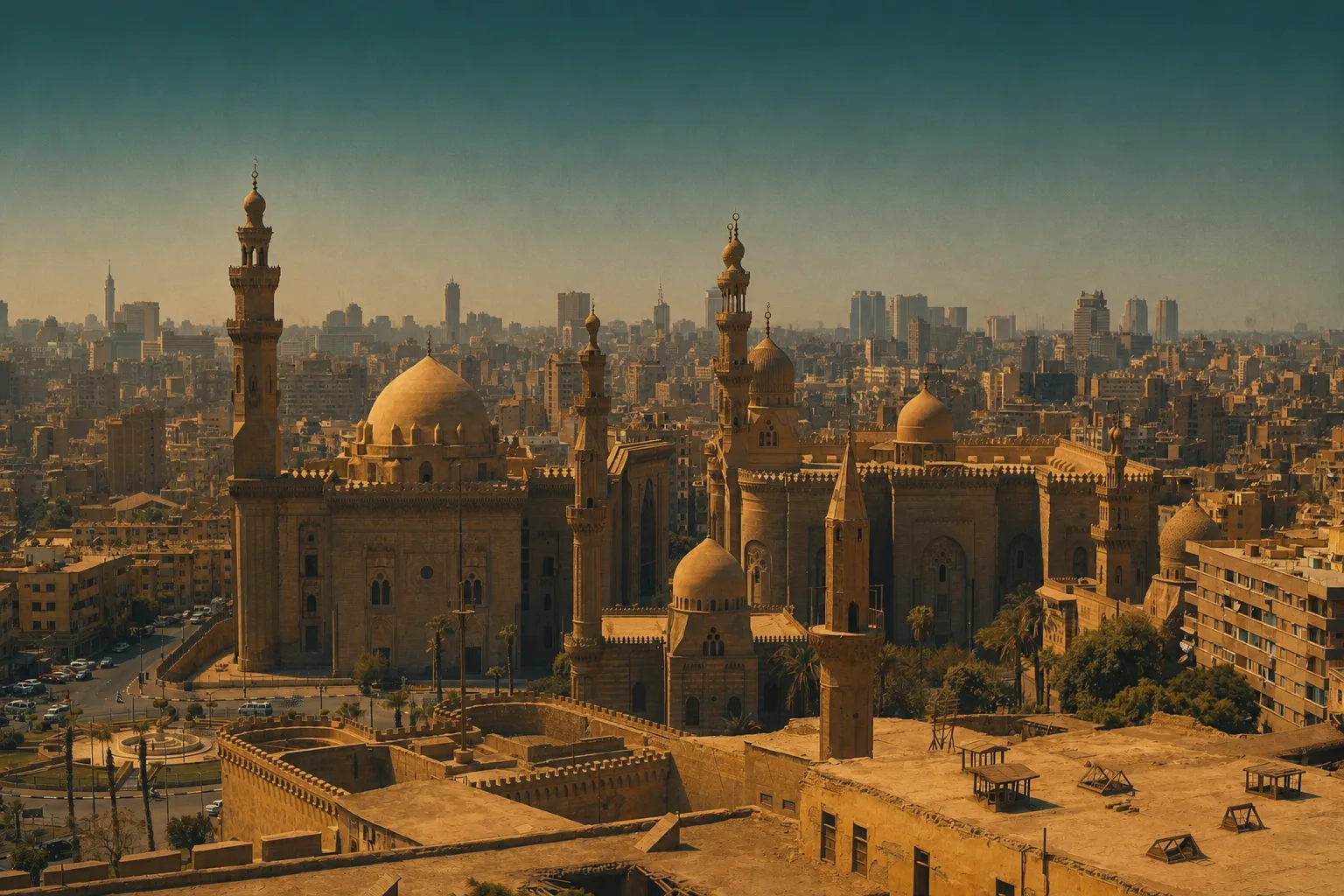 Cairo skyline at golden hour